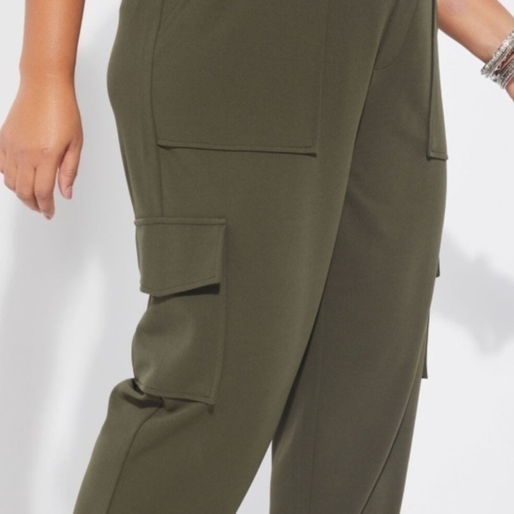 Ashley Stewart Stretch Cargo Ankle Pants Deep Stretch Green Size 16